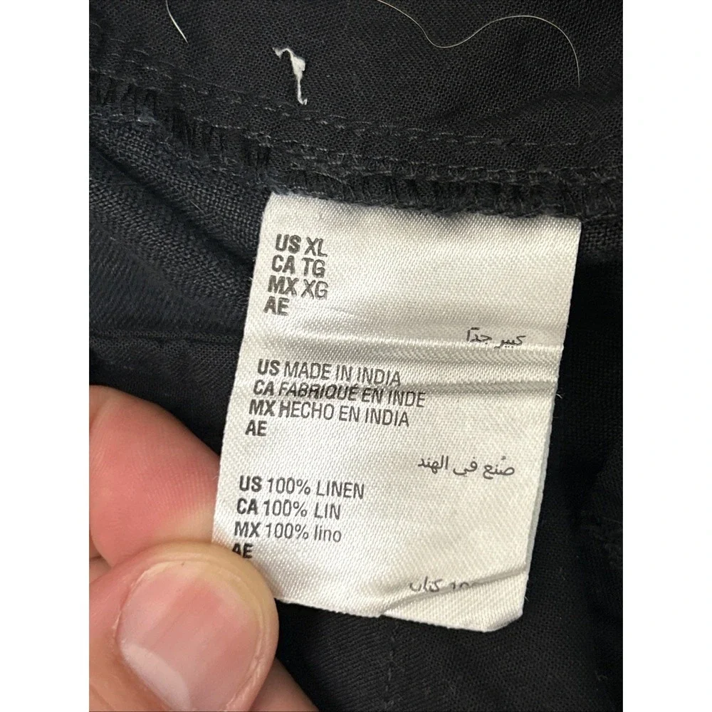 Club Room Luxury Linen Pants Men's Size XL Black Drawstring Summer Beach